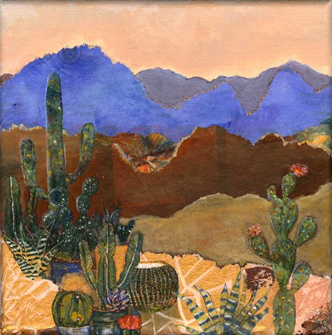 Desert Cactus - Mixed Media 8"x8"