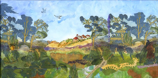 Asian Landscape - Mixed Media on Canvas 10"x20”